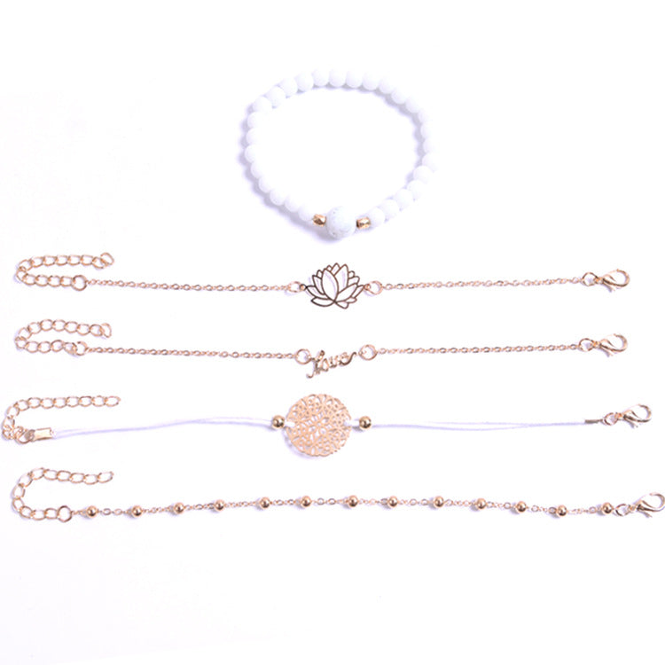 Lotus Hollow Fan Turquoise Female Suit Jade Bracelets