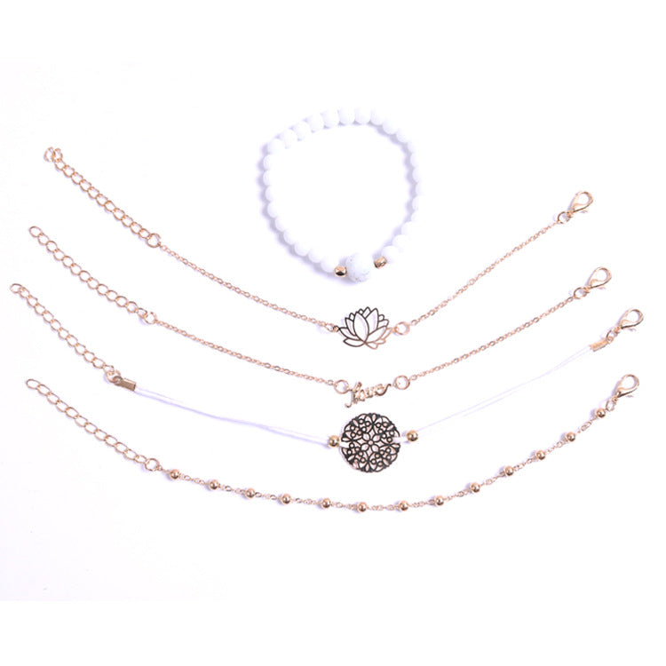 Lotus Hollow Fan Turquoise Female Suit Jade Bracelets
