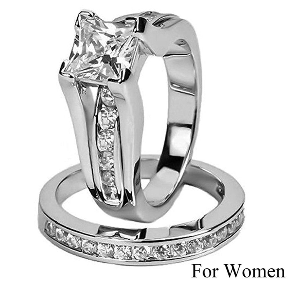 Couple Combination Set Male Female Engagement Rings