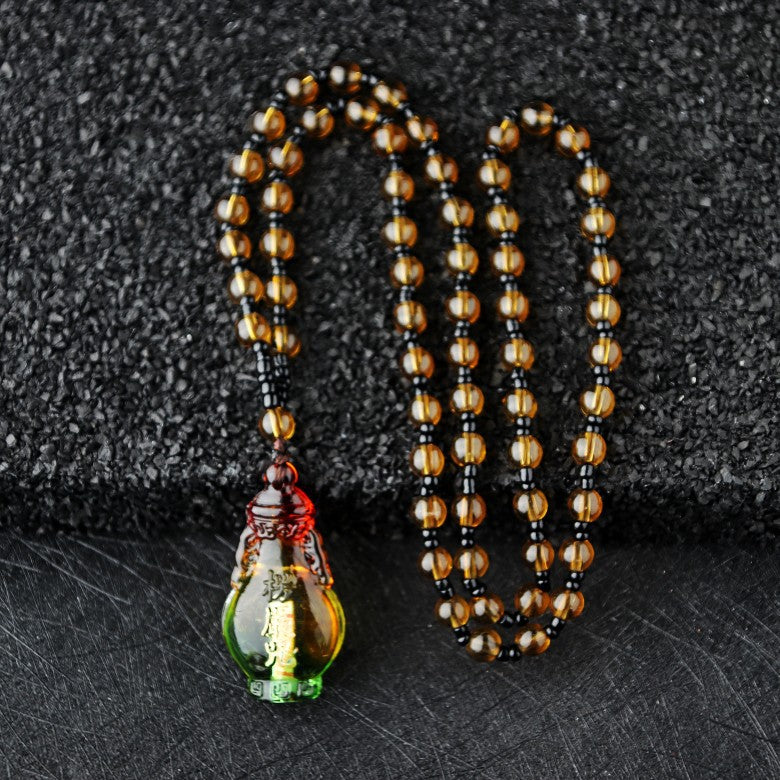 Glass Built-in Scripture Gourd Three-color Aquarius Necklaces