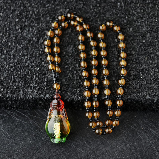 Glass Built-in Scripture Gourd Three-color Aquarius Necklaces