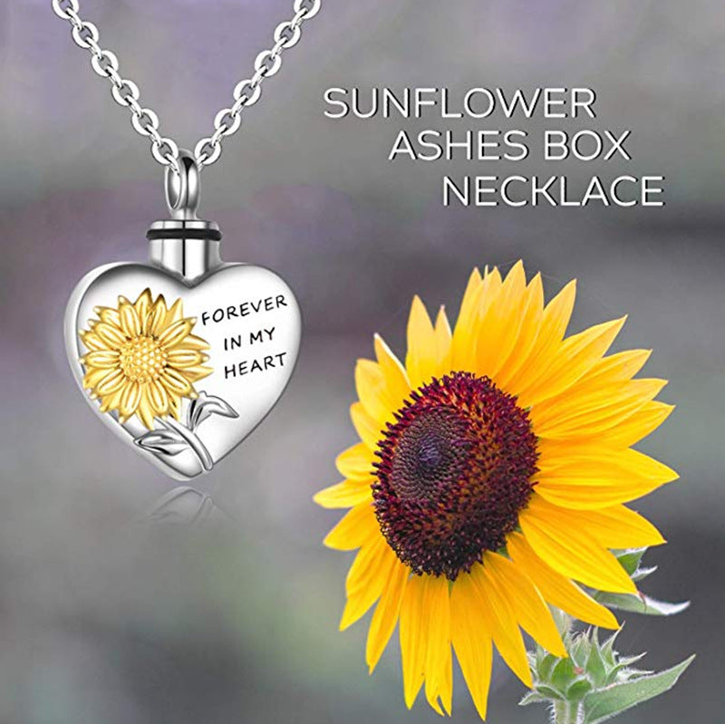 Fashion Personality Creative Peach Heart Sunflower Cinerary Necklace