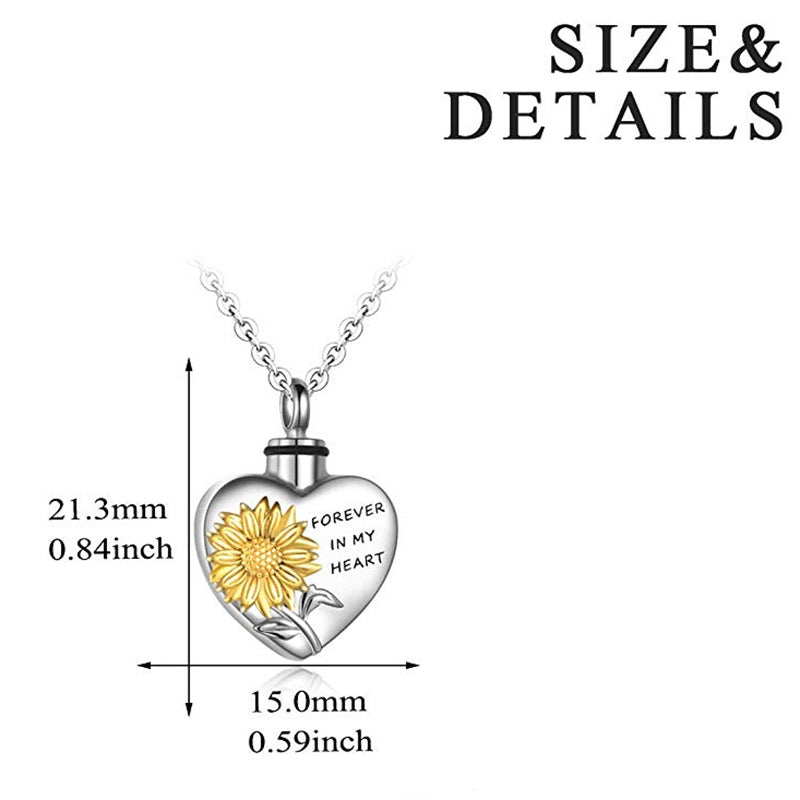 Fashion Personality Creative Peach Heart Sunflower Cinerary Necklace