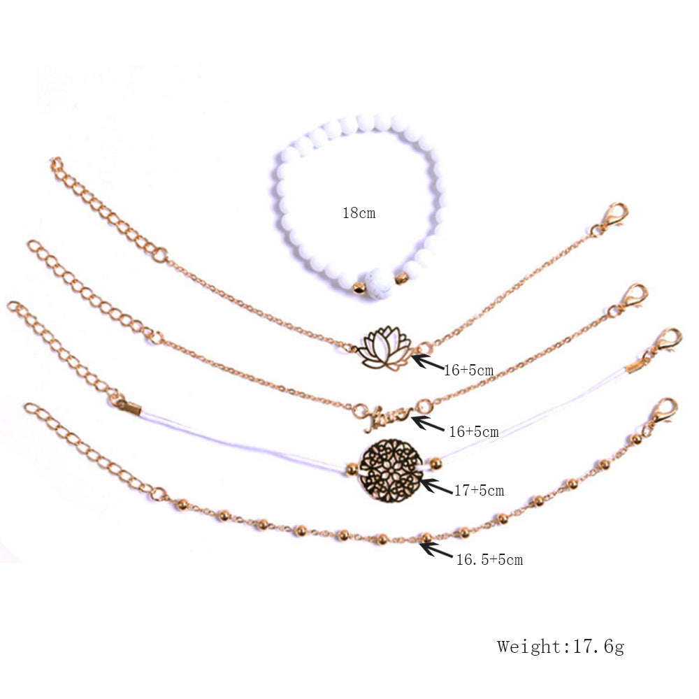 Lotus Hollow Fan Turquoise Female Suit Jade Bracelets