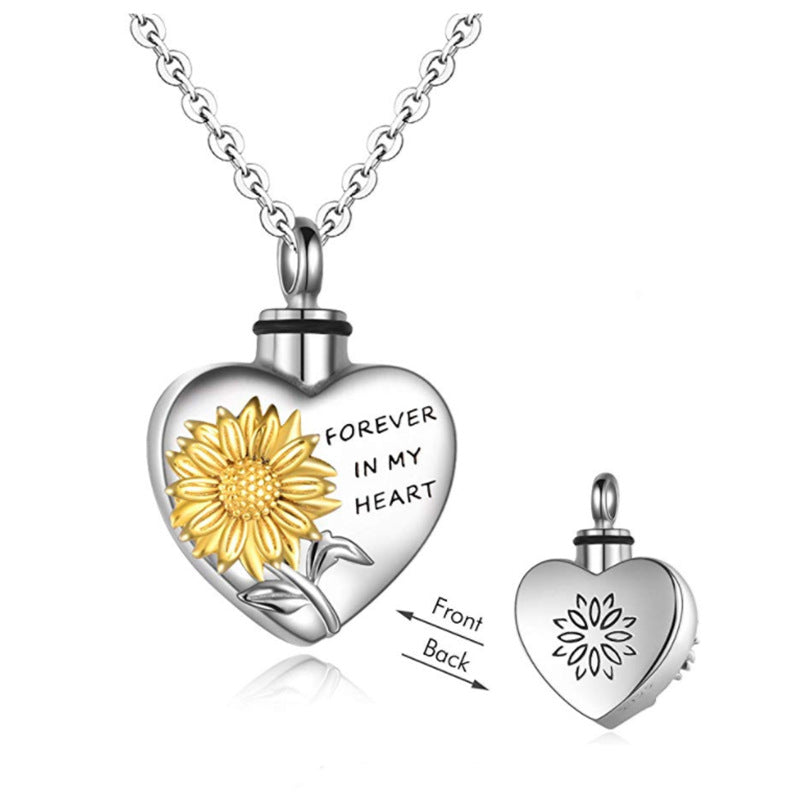 Fashion Personality Creative Peach Heart Sunflower Cinerary Necklace