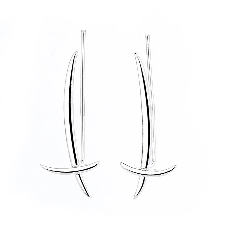 Women's & Men's Cat Ning Minimalist Neutral Warrior Cross Earrings