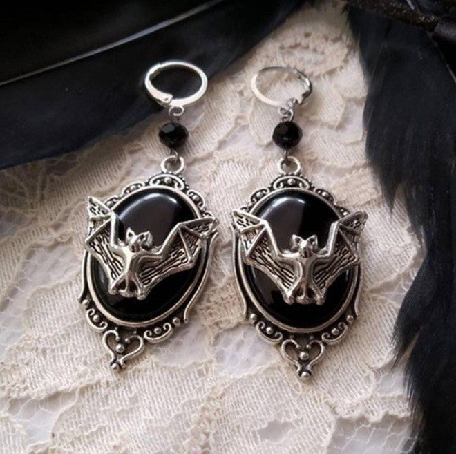 Halloween Personalized Animal Bat Black Onyx Necklace