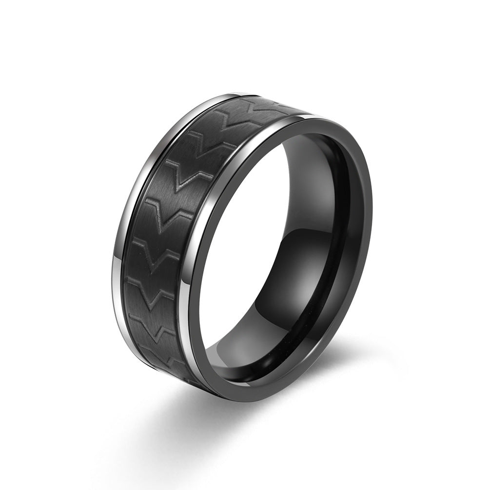 Men's Titanium Steel Ornament Tread Creative Stainless Rings