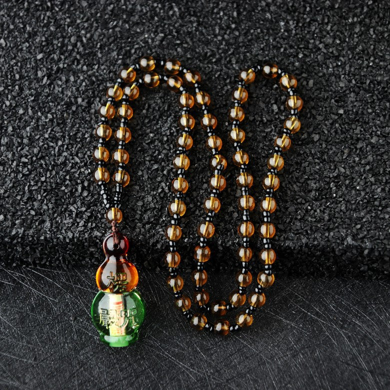 Glass Built-in Scripture Gourd Three-color Aquarius Necklaces