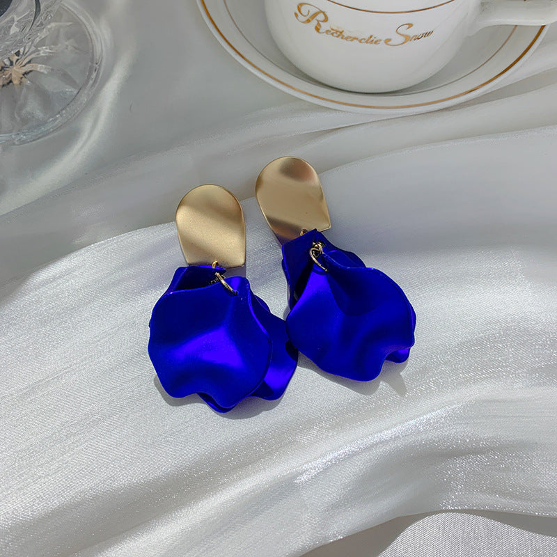 Korean Style Rose Petals Exaggerated Fashion Long Earrings