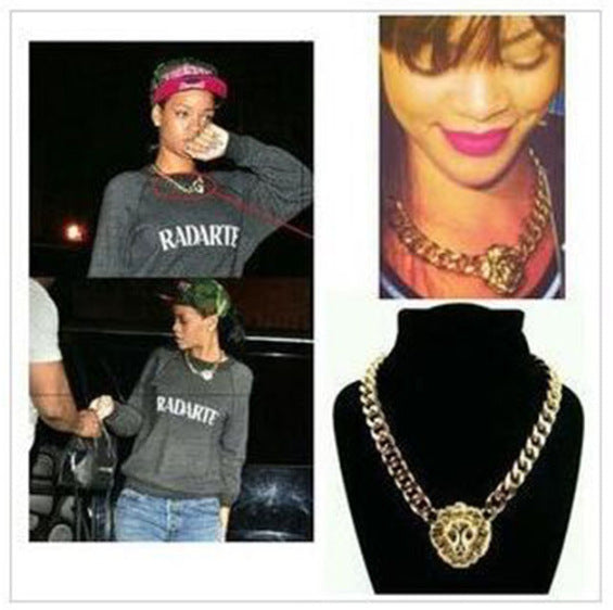 Female Hip Hop Lion's Head Street Cool Handsome Decorative Sweater Necklace