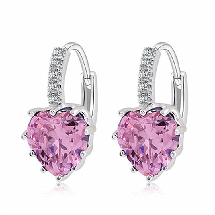Trendy Zircon Peach Heart Style Multicolor Earrings