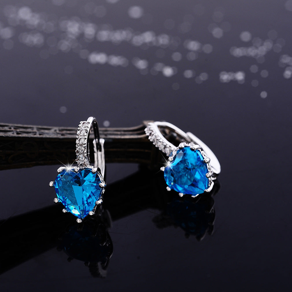 Trendy Zircon Peach Heart Style Multicolor Earrings