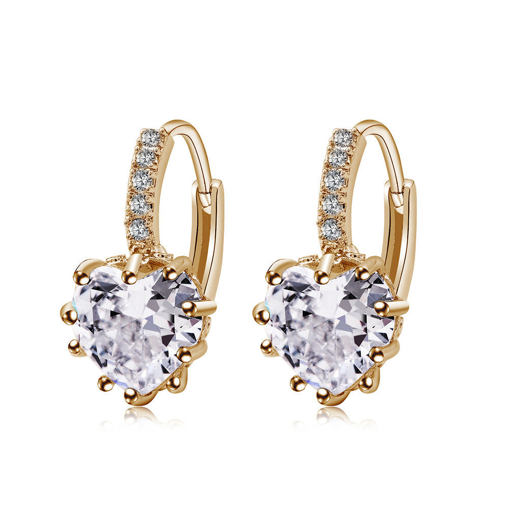 Trendy Zircon Peach Heart Style Multicolor Earrings