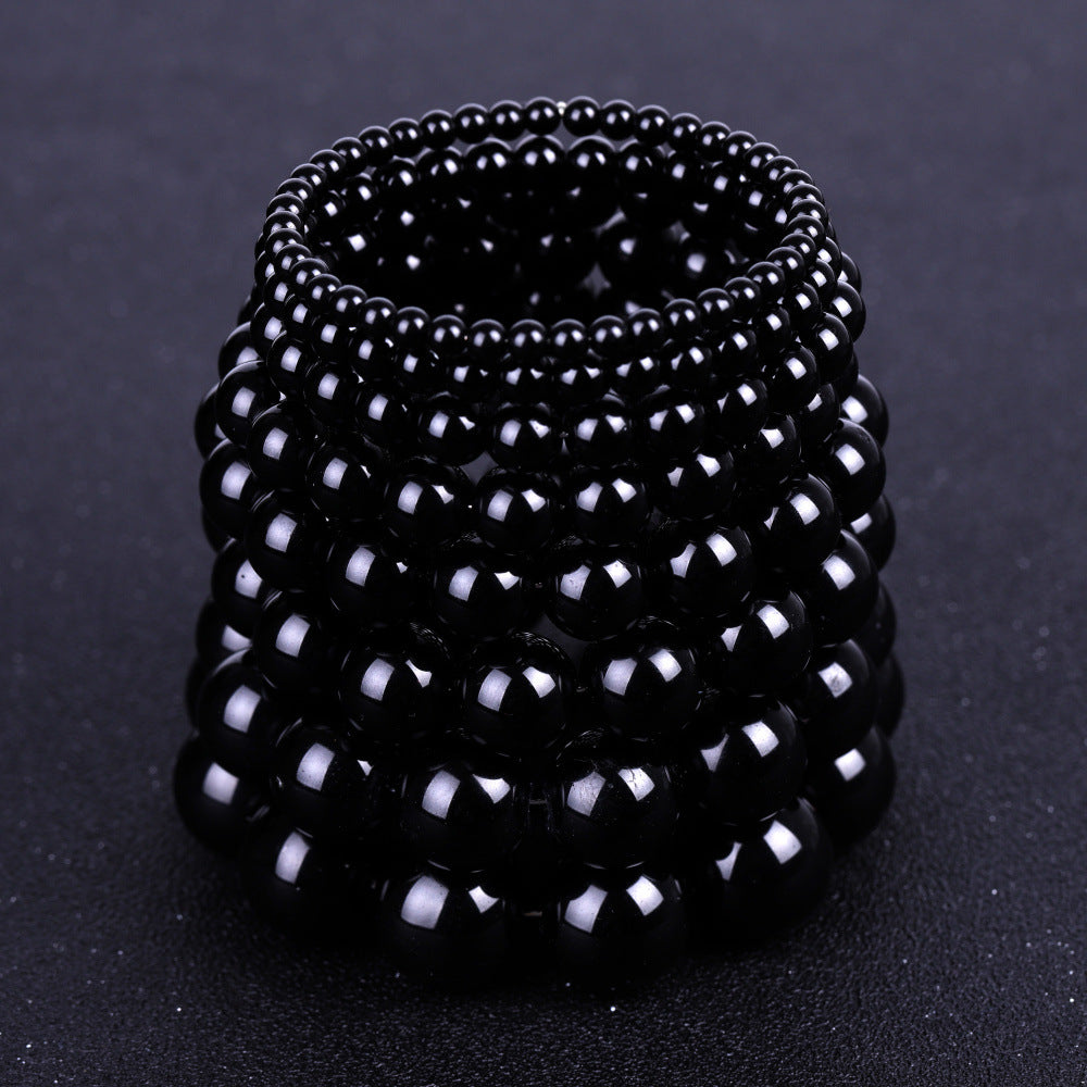 Imitation Obsidian Black Stone Agate Couple Bracelets