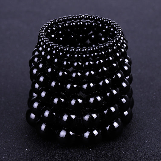 Imitation Obsidian Black Stone Agate Couple Bracelets