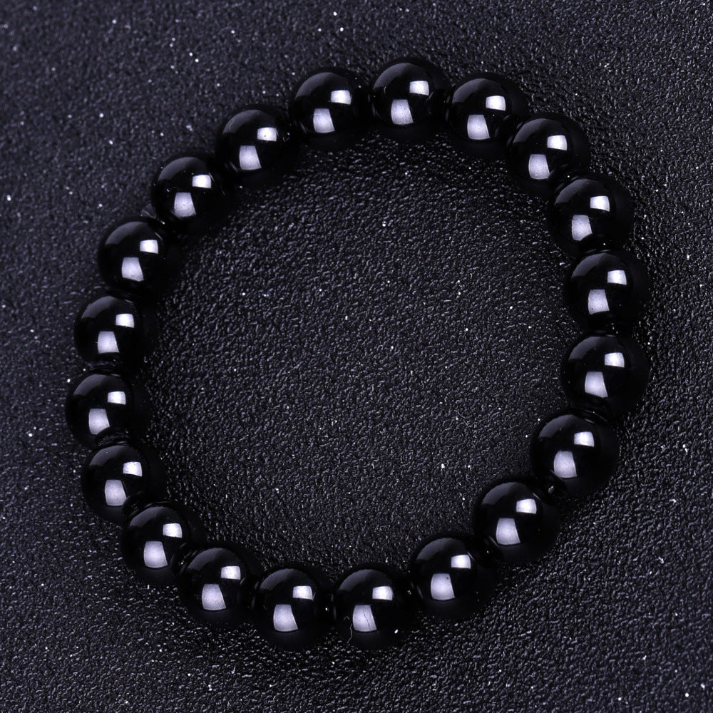 Imitation Obsidian Black Stone Agate Couple Bracelets