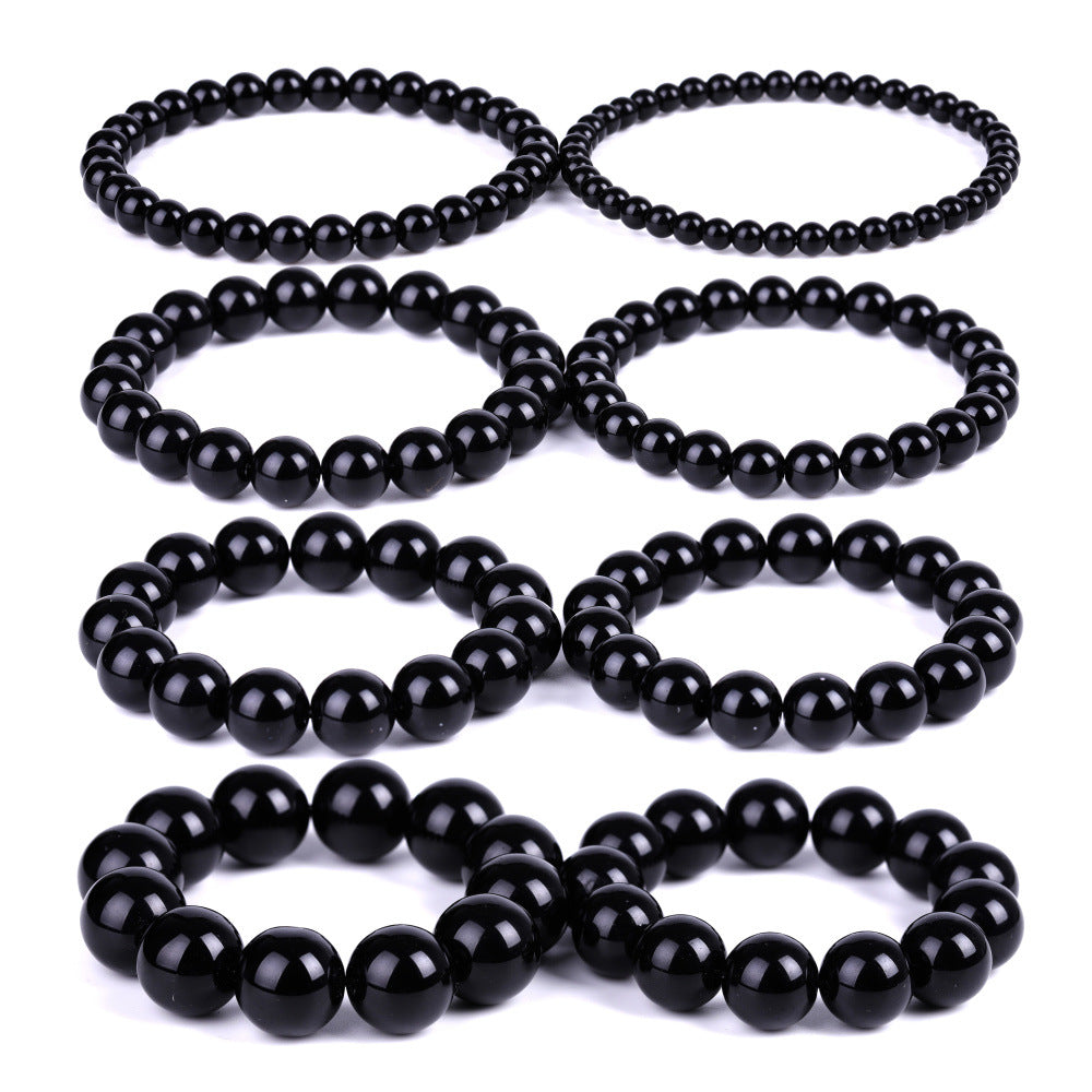 Imitation Obsidian Black Stone Agate Couple Bracelets
