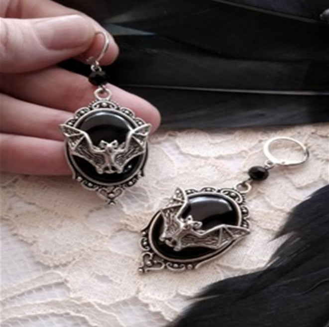 Halloween Personalized Animal Bat Black Onyx Necklace