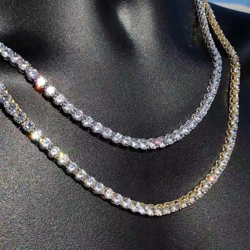 Men's Hip Hop Rhinestone Single Row Fashion Necklaces