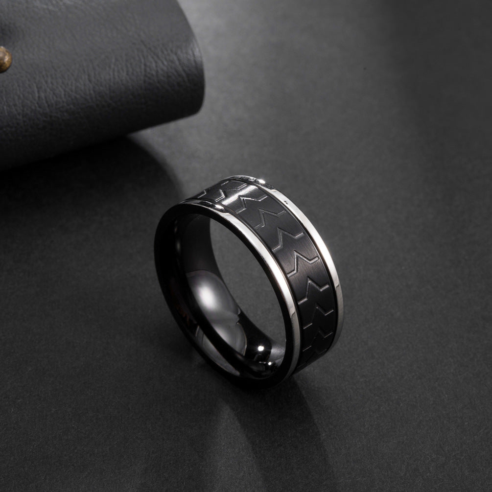 Men's Titanium Steel Ornament Tread Creative Stainless Rings