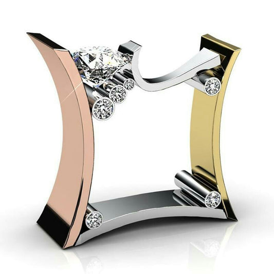 He Cheng Three-color Electroplated Creative Style Rings