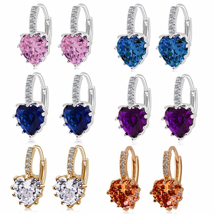 Trendy Zircon Peach Heart Style Multicolor Earrings