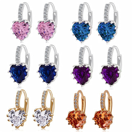 Trendy Zircon Peach Heart Style Multicolor Earrings