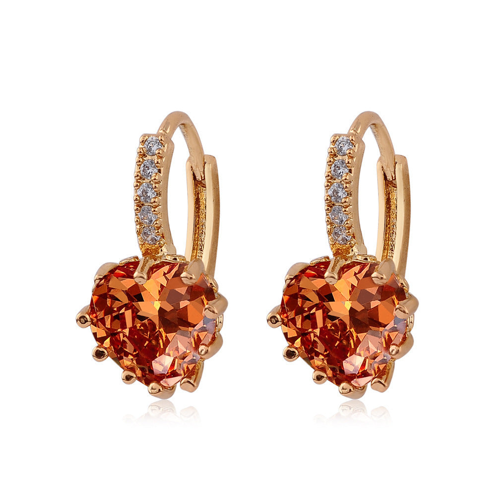 Trendy Zircon Peach Heart Style Multicolor Earrings