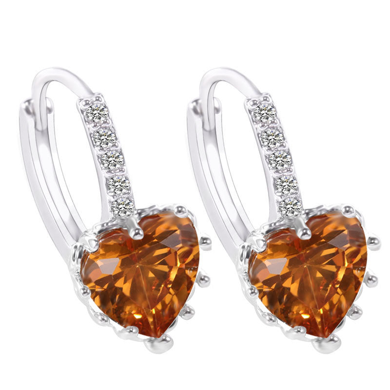 Trendy Zircon Peach Heart Style Multicolor Earrings