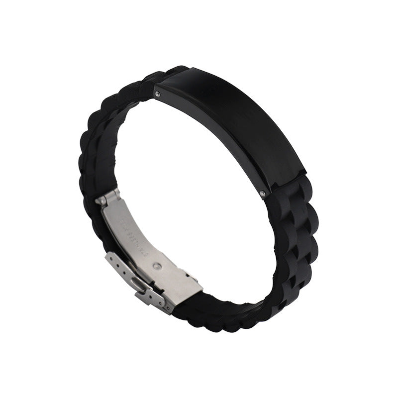 Men's Trendy Silicone Sports Simple Laser Sculpture Bracelet