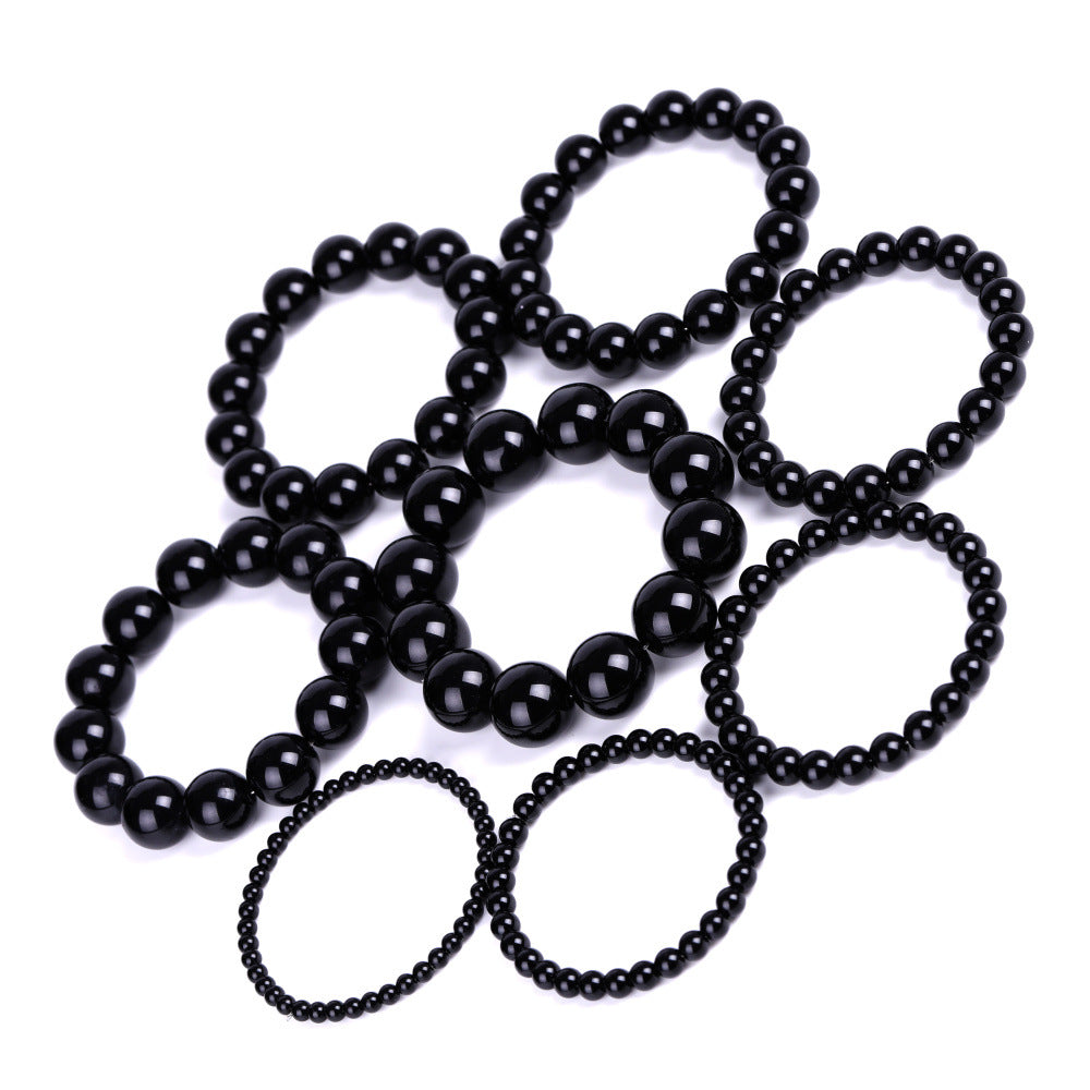Imitation Obsidian Black Stone Agate Couple Bracelets