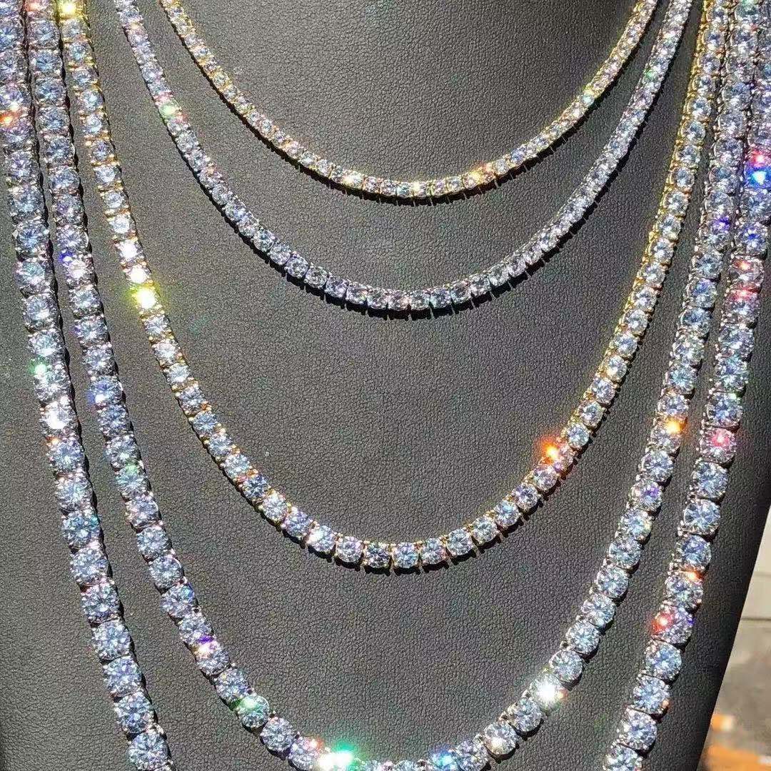 Men's Hip Hop Rhinestone Single Row Fashion Necklaces