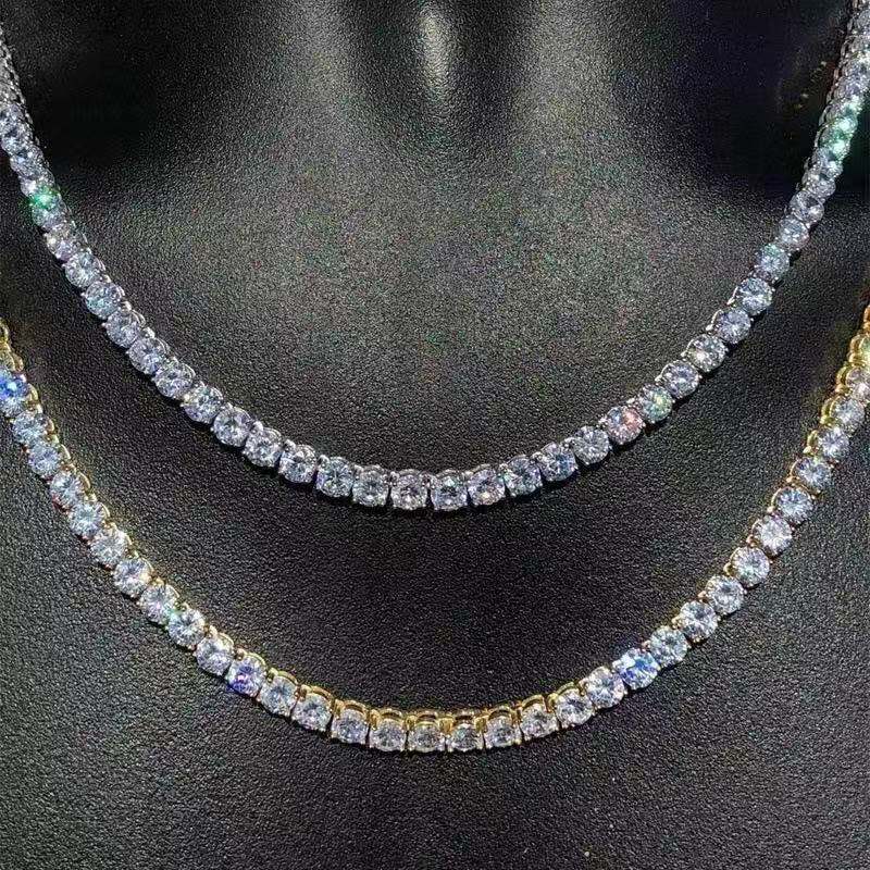 Men's Hip Hop Rhinestone Single Row Fashion Necklaces
