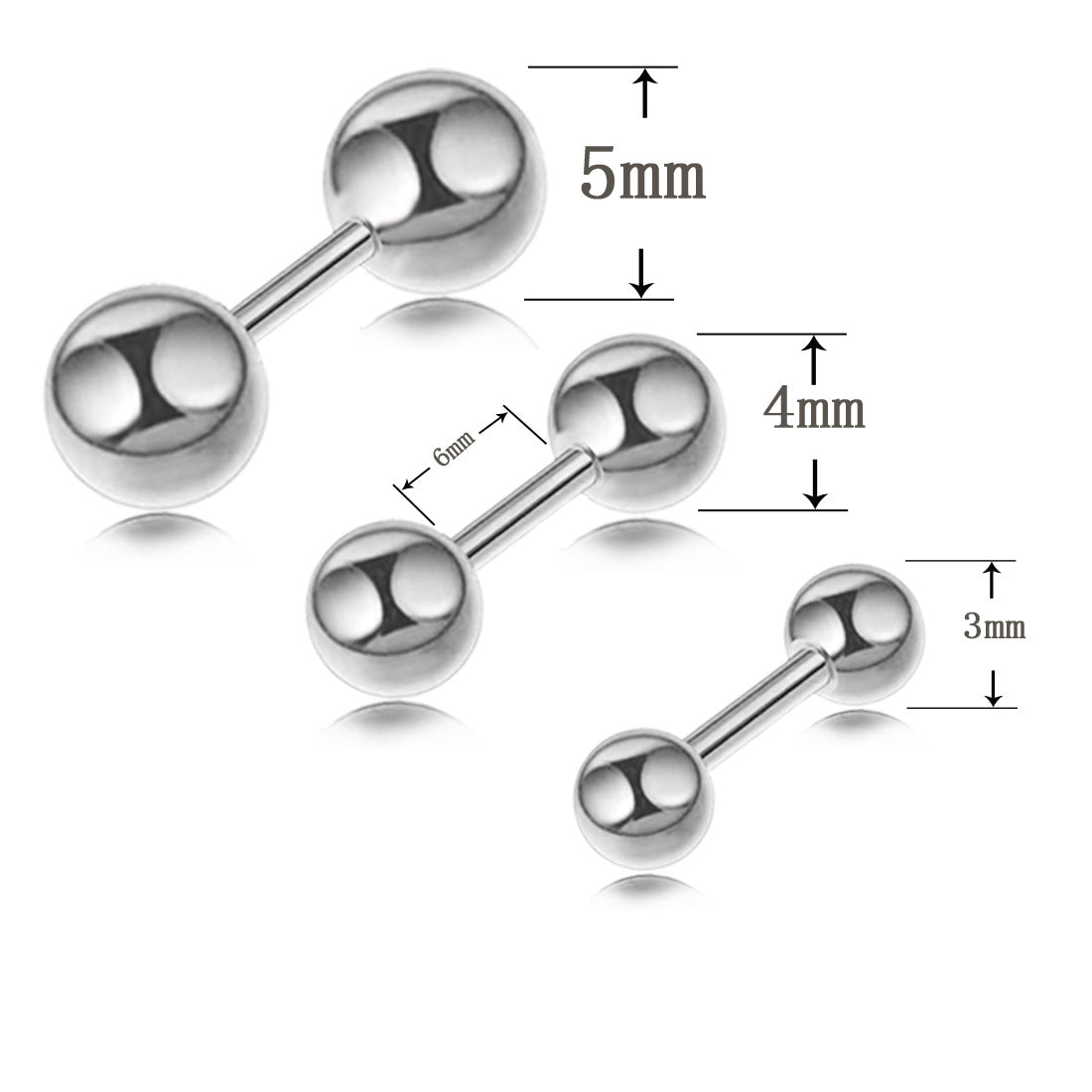 Stainless Steel Dumbbell Double Ball Male Female Earrings