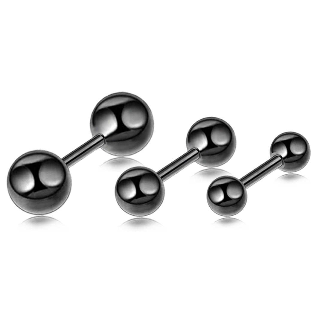 Stainless Steel Dumbbell Double Ball Male Female Earrings