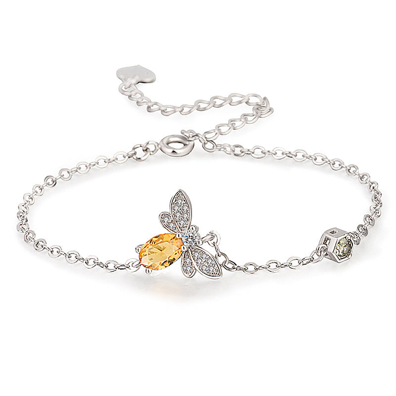 Colored Gems Plated Natural Citrine Olivine Bracelet