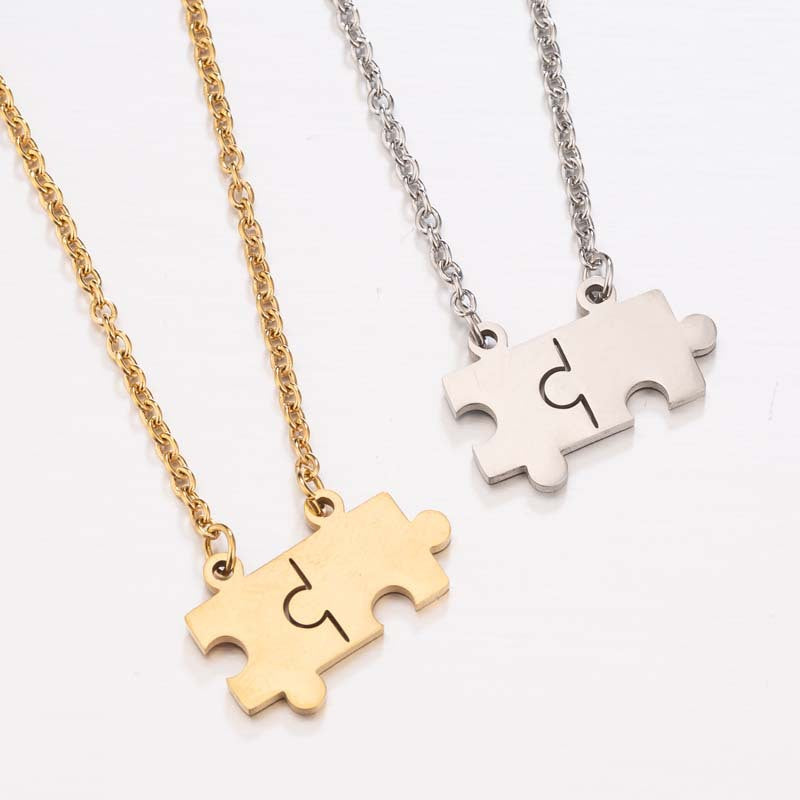 Summer Ornament Fashion Simple Puzzle Couple Necklaces