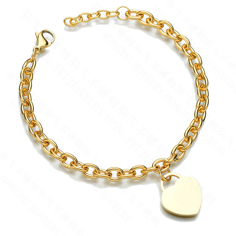 Fine Polished Surface Heart Stainless Steel Bracelets