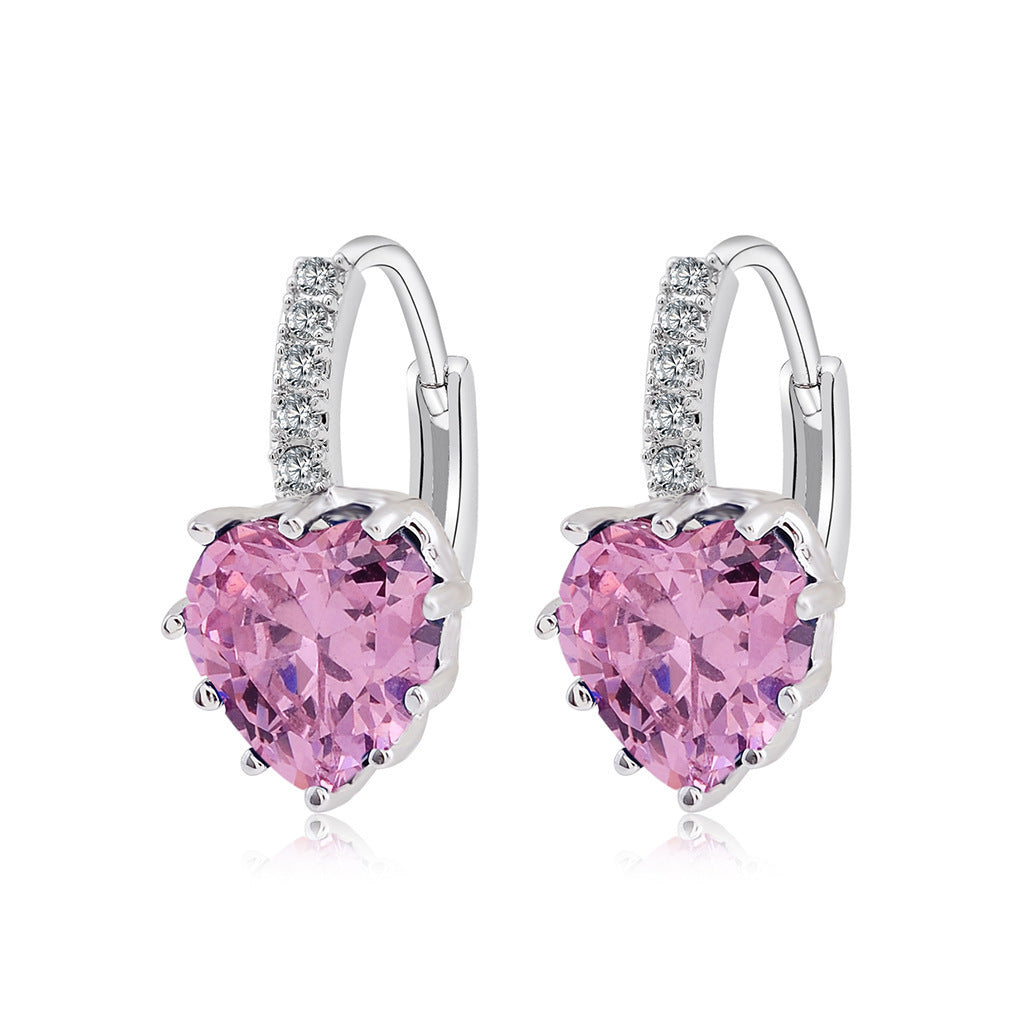 Trendy Zircon Peach Heart Style Multicolor Earrings