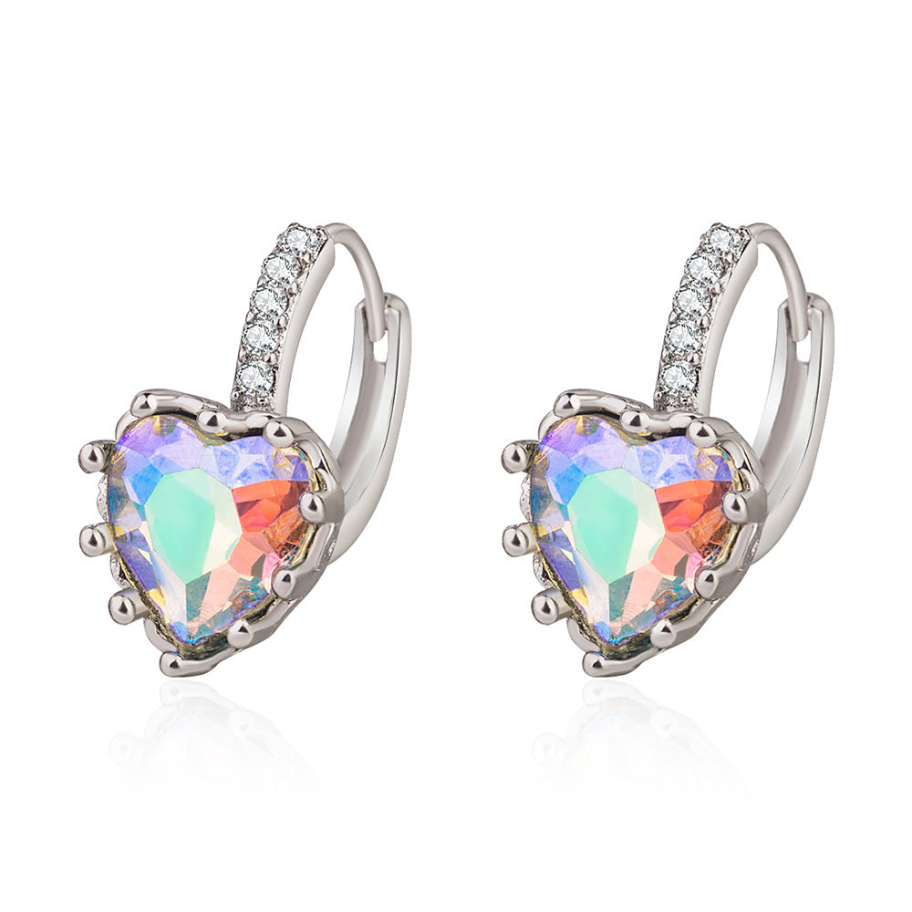 Trendy Zircon Peach Heart Style Multicolor Earrings