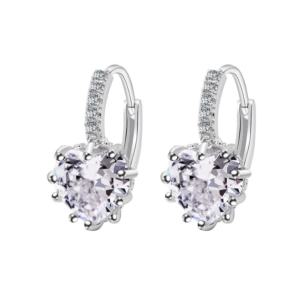 Trendy Zircon Peach Heart Style Multicolor Earrings