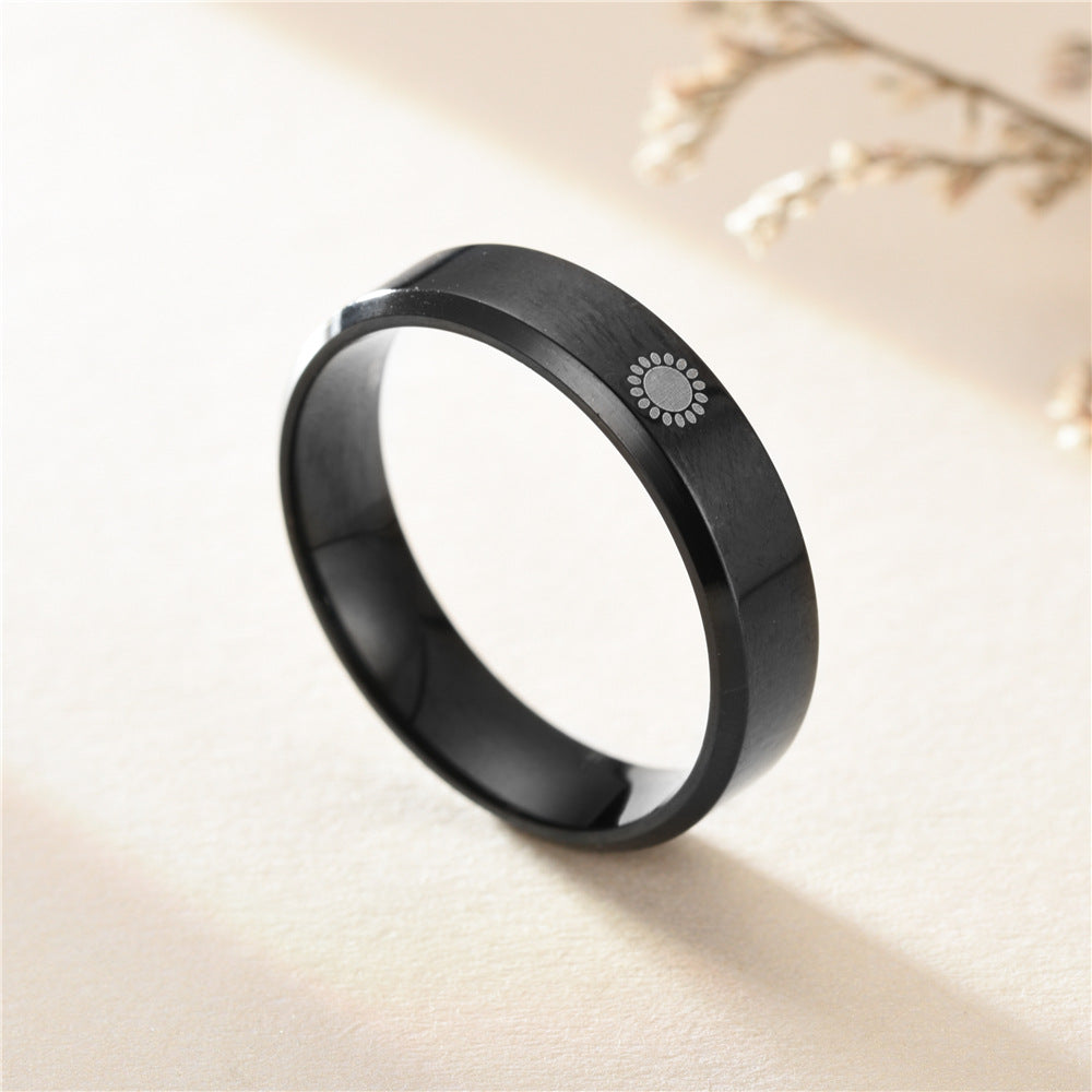 Women's & Men's Moon Sun Star Couple Titanium Steel Rings