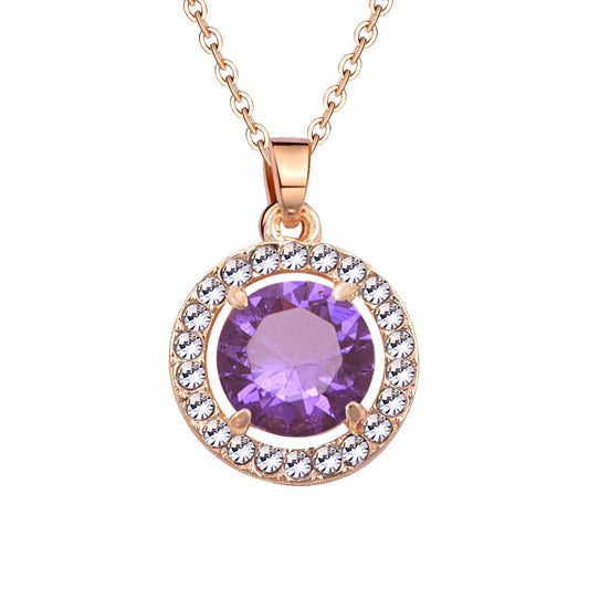 Women's Korean Style Couple Round Zircon Neck Versatile Pendants