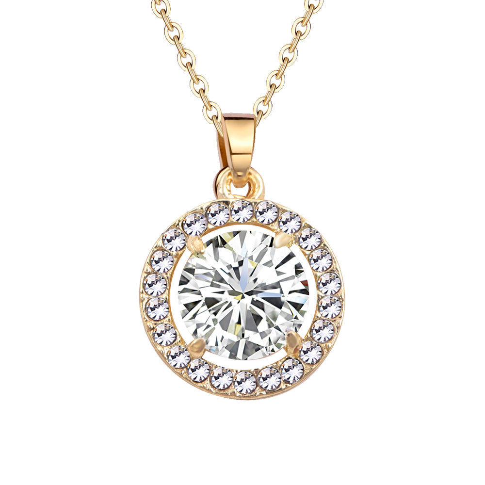 Women's Korean Style Couple Round Zircon Neck Versatile Pendants