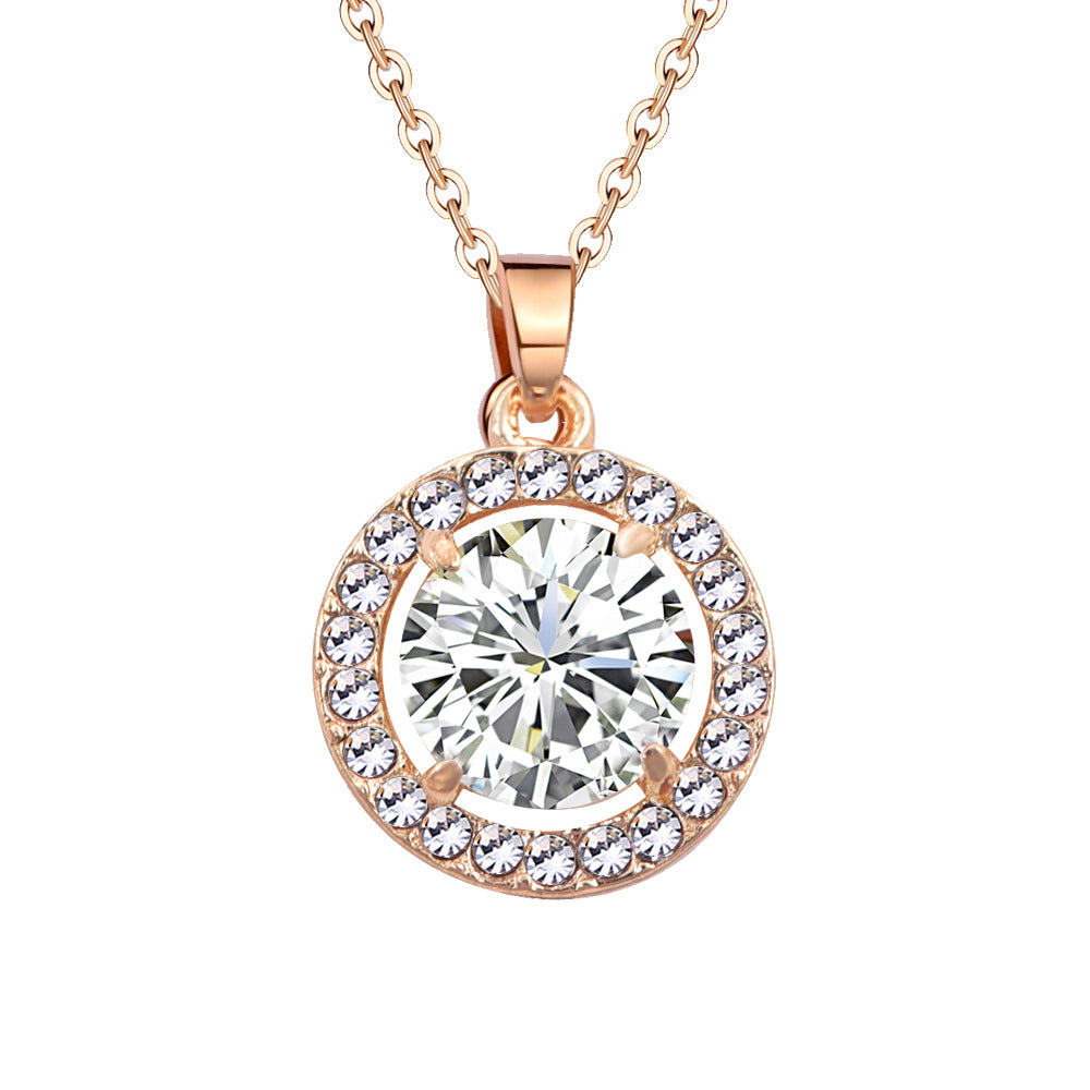 Women's Korean Style Couple Round Zircon Neck Versatile Pendants