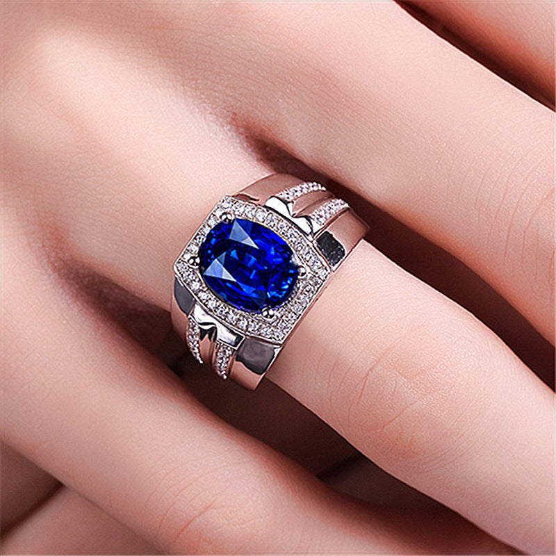 To Diamond Blue Man's Natural Sapphire Rings