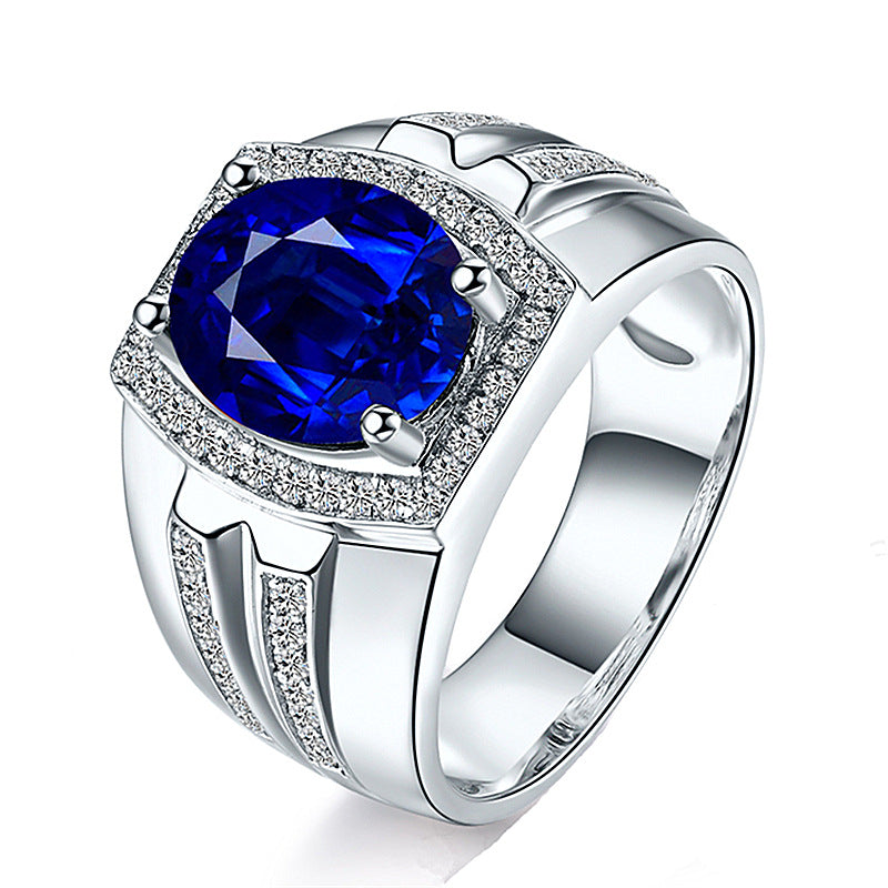 To Diamond Blue Man's Natural Sapphire Rings