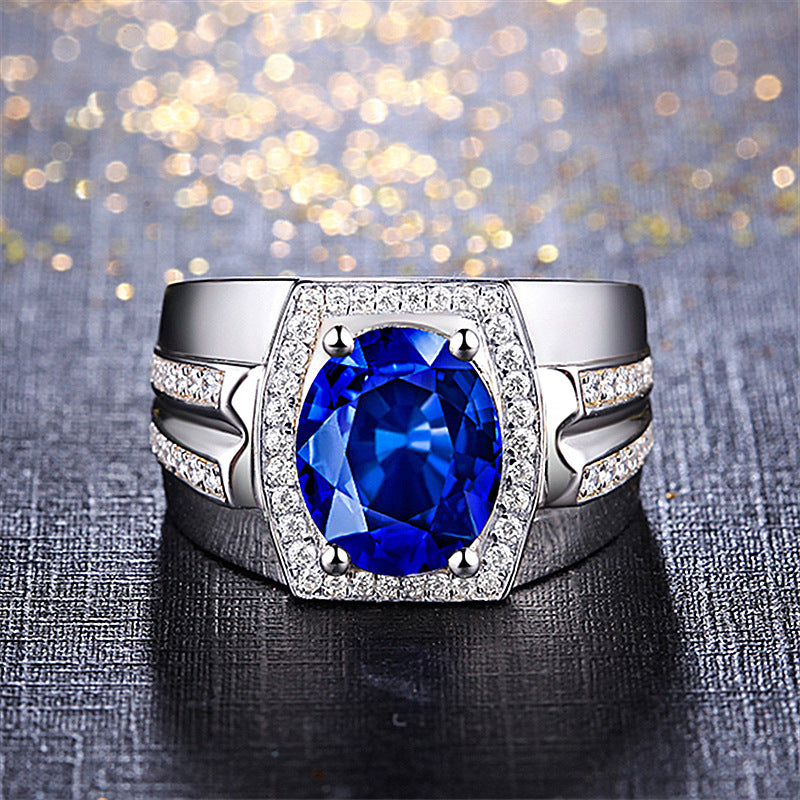 To Diamond Blue Man's Natural Sapphire Rings