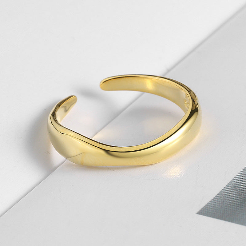 Sier Plated Minimalist Irregular Wave Pattern Rings